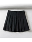 Fashion Black Solid Color Embroidered Pleated A Word Skirt