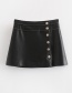Fashion Black Faux Leather Buckle Skirt