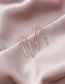 Fashion Champagne Gold  Silver Pin Micro-inlaid Line Curved Earrings