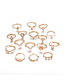 Fashion Gold Diamond-shaped Star-shaped Crown Drop-shaped Ring With 16 Sets