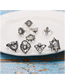 Fashion Silver Openwork Flower Imitation Opal Ring Set Of 9