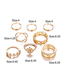Fashion Gold Cross Flower Chain Inlaid Rhinestone Ring Set Of 8