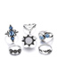 Fashion Silver Sunflower Inlaid Opal Ring Set Of 6