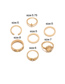 Fashion Gold Patterned Drilled Lady's Stacked Ring Set Of 7