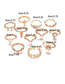 Fashion Gold Six-pointed Star Drop-shaped Chain Point Drill Ring 12 Piece Set
