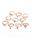 Fashion Gold Water Drop Opal Gem Stars Ring 10 Piece Set