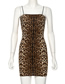 Fashion Leopard Print Dress One-shoulder Halter Vest