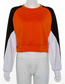 Fashion Orange Round Neck Contrast Stitching Sweater
