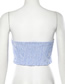 Fashion Blue Single-breasted One-shoulder Strap With Short T-shirt