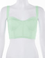 Fashion Green Solid Color Sling Backless Navel Vest