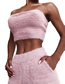 Fashion Pink One-shoulder Chest Top High Waist Pocket Shorts Suit