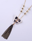 Fashion Black Crystal Diamond Alloy Drop Glazed Butterfly Tassel Necklace