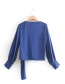 Fashion Royal Blue Silk Satin Crepe Shirt