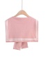 Fashion Pink Fake Collar Knotted Double-knit Shawl