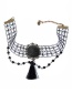 Fashion Black Human Head Faux Pearl Tassel Necklace
