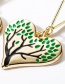 Fashion Green Love Heart Shaped Oil Drop Tree Earrings