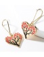 Fashion Red Love Heart Shaped Oil Drop Tree Earrings