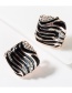 Fashion Black  Silver Needle Alloy Square Stripe Drop Oil Stud Earrings