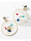 Fashion Gold Alloy Round Resin With Pearl Turquoise Earrings