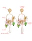 Fashion Gold Color Multilayer Alloy Drop Oil Leaf Resin Flower Imitation Pearl Earrings