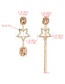 Fashion Pink Acrylic Diamond-studded Five-pointed Star  Silver Needle Asymmetric Earrings