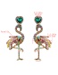 Fashion Color Acrylic Diamond Flamingo Earrings