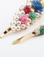 Fashion Color Resin Floral And Diamond Set With Pearl Hair Clips