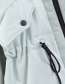 Fashion White Thickened Drawstring Waist Hooded Cotton Coat