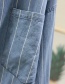 Fashion Dark Lapel Thick Striped Double Pocket Irregular Stitching Denim Shirt