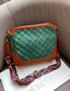 Fashion Green Wide Shoulder Strap Stitching Contrast Color Shoulder Messenger Bag