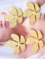 Fashion Gold Asymmetric Flower Pearl Stud Earrings