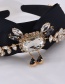 Fashion Black Bow Geometric Inlaid Gemstone Tassel Headband