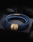 Fashion Blue Copper Inlaid Zirconium Multi-turn Leather Bracelet