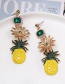Fashion Gold Fruit Pineapple With Diamond Stud Earrings