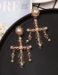 Fashion Gold Pearl Cross Earrings