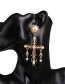 Fashion Gold Pearl Cross Earrings