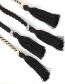 Fashion Miga Black Bow Woven Fringe Belt