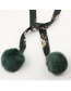 Fashion Black Pompom Flower Woolen Rabbit Tassel Tassel Waist Chain