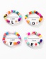 Fashion Color Mizhu Love Letter Ring Set Of 4