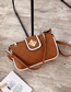 Fashion Brown Lingge Embroidery Thread Shoulder Bag