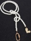 Fashion Creamy-white Imitation Pearl Lock Love Necklace