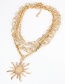 Fashion Gold Sun Flower Multi-layer Necklace