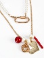 Fashion Gold Locked Love Imitation Pearl Necklace