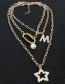 Fashion Gold Letter Lock Five-pointed Star Necklace