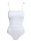 Fashion White Wrinkled Lace Bandage One-piece Swimsuit