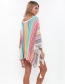 Fashion Color Knit Multi-color Tassel Blouse