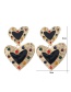 Fashion Black Metal Pearl Heart Tassel Earrings