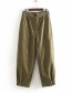 Fashion Green Strap Straight Pants