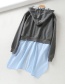 Fashion Gray + Blue Splicing Hem Split Split Fake Two-piece Hoodie