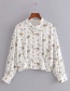 Fashion White Animal Flower Print Lapel Shirt